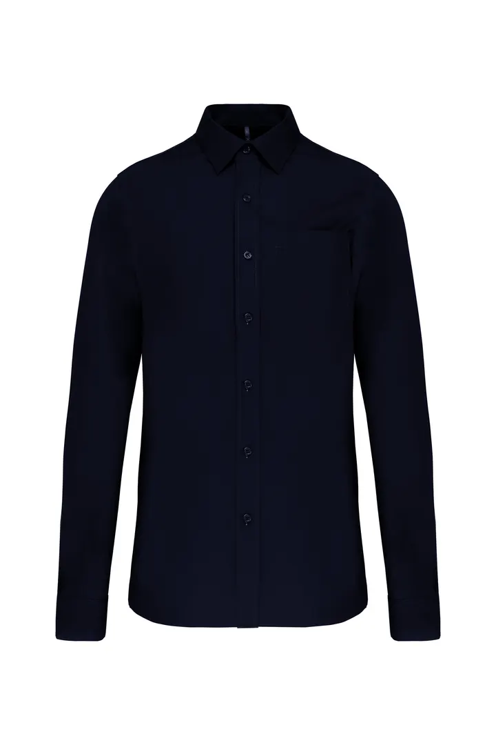 Herren Popelinehemd Langarm Navy