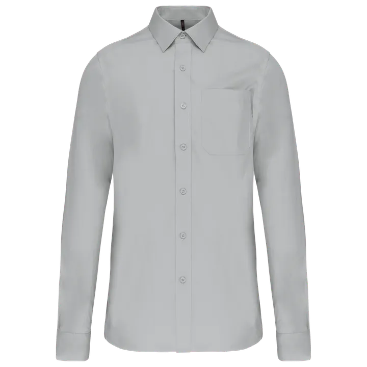 Herren Popelinehemd Langarm Snow Grey