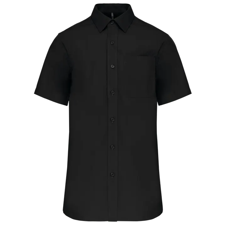 Herren Popelinehemd Kurzarm Black