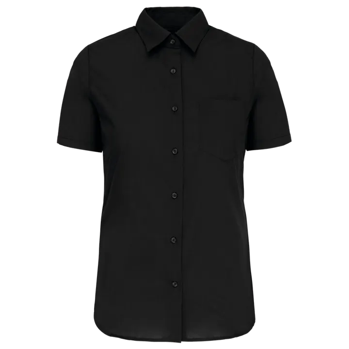 Chemise popeline manches courtes femme Black