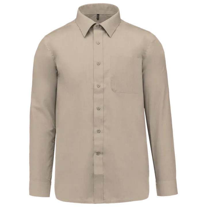 Popeline-Hemd Baumwollpolyester pflegeleicht für Herren Beige
