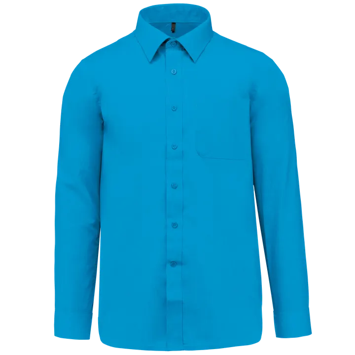 Popeline-Hemd Baumwollpolyester pflegeleicht für Herren Bright Turquoise