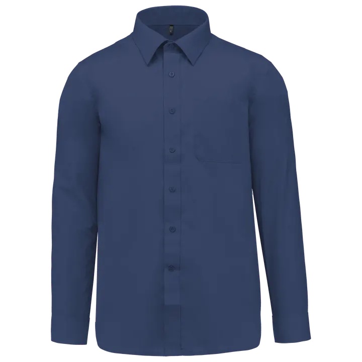 Popeline-Hemd Baumwollpolyester pflegeleicht für Herren Deep Blue