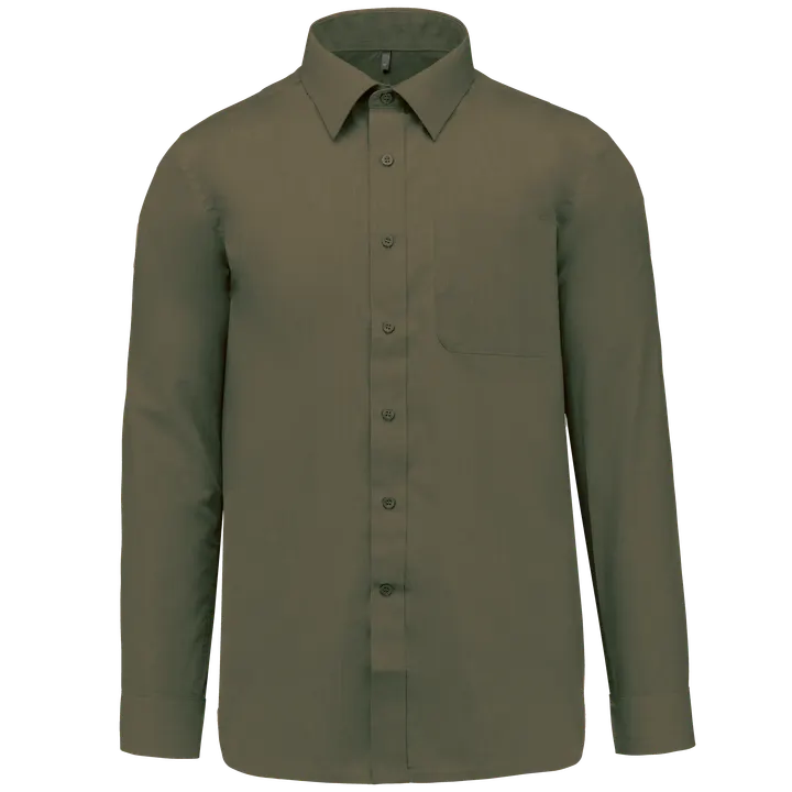 Popeline-Hemd Baumwollpolyester pflegeleicht für Herren Light khaki