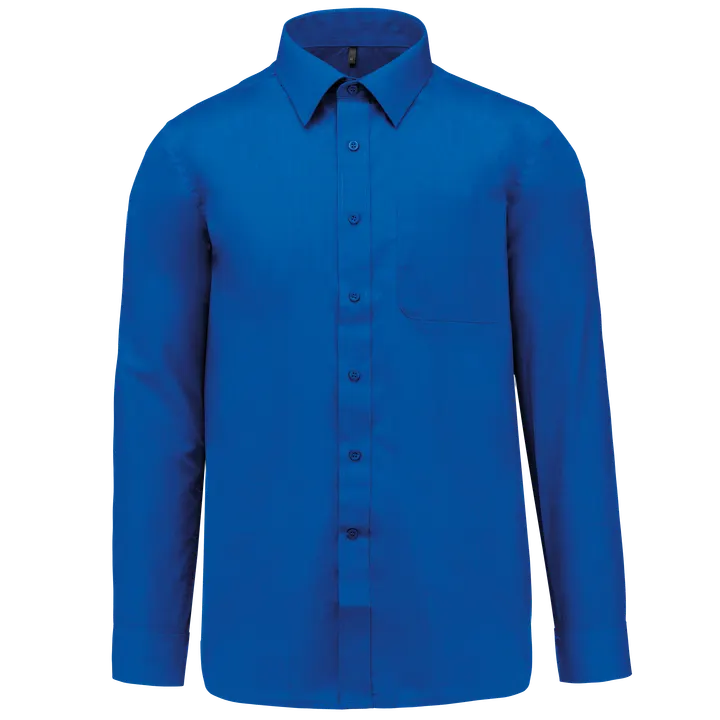 Popeline-Hemd Baumwollpolyester pflegeleicht für Herren Light Royal Blue