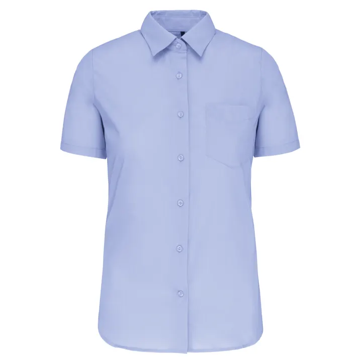 Popeline-Kurzarmhemd Baumwollpolyester pflegeleicht für Damen Bright Sky