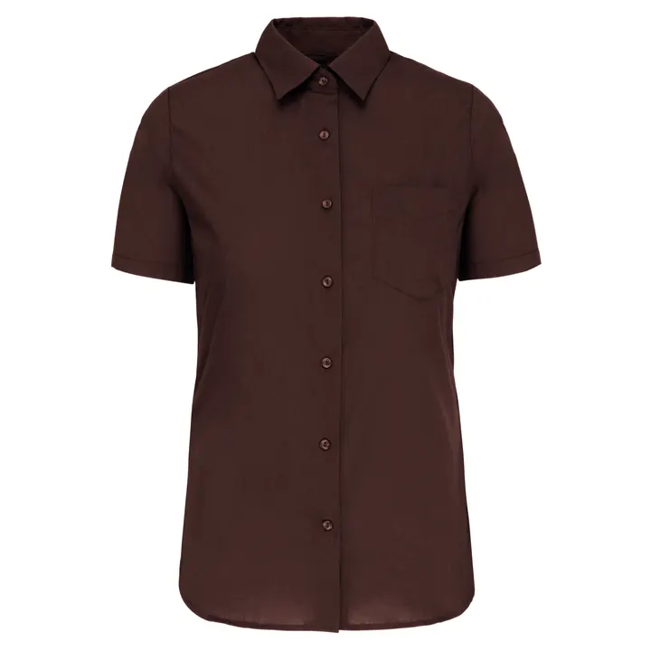 Popeline-Kurzarmhemd Baumwollpolyester pflegeleicht für Damen Brown