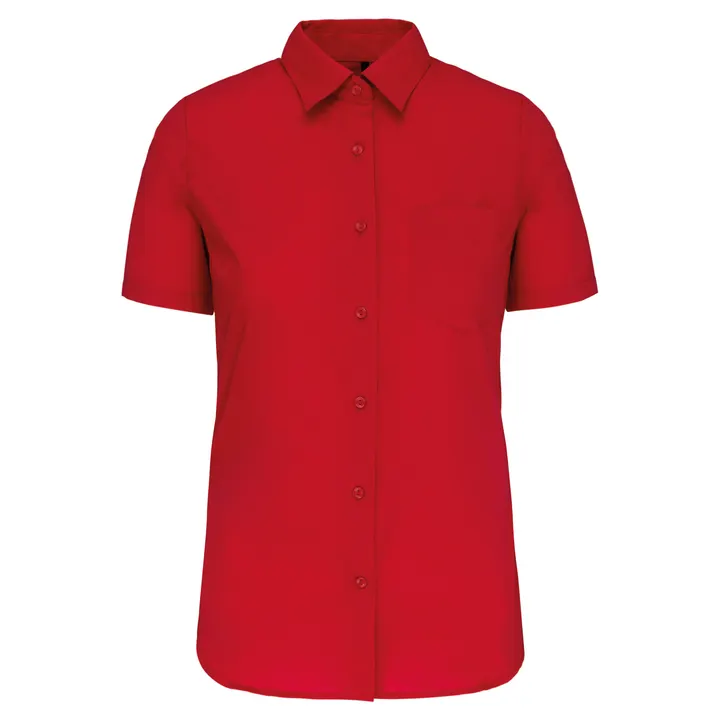 Popeline-Kurzarmhemd Baumwollpolyester pflegeleicht für Damen Classic Red