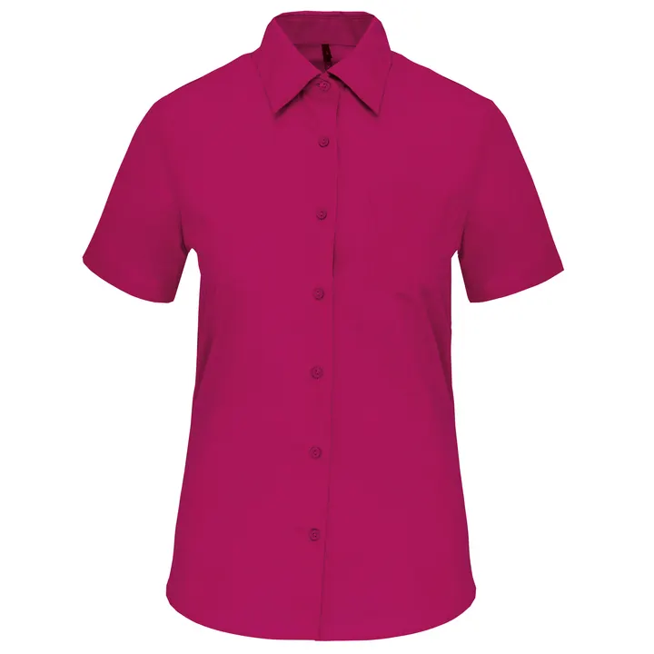 Popeline-Kurzarmhemd Baumwollpolyester pflegeleicht für Damen Fuchsia
