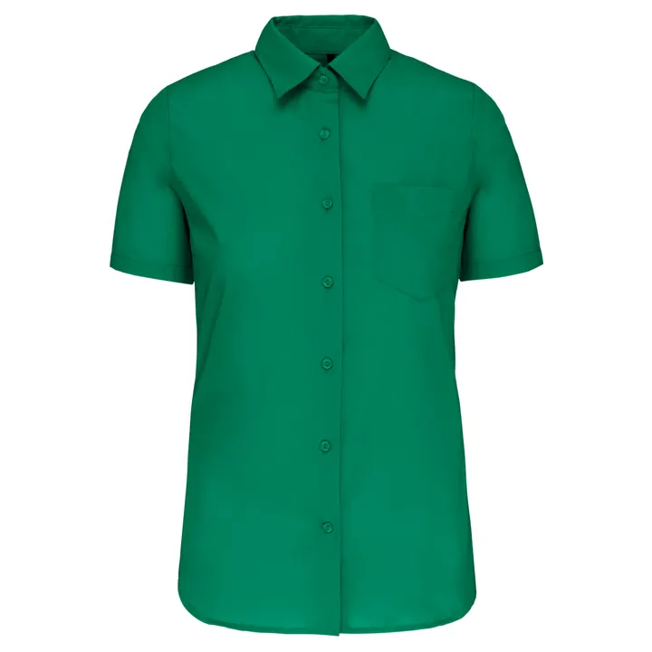 Popeline-Kurzarmhemd Baumwollpolyester pflegeleicht für Damen Kelly Green