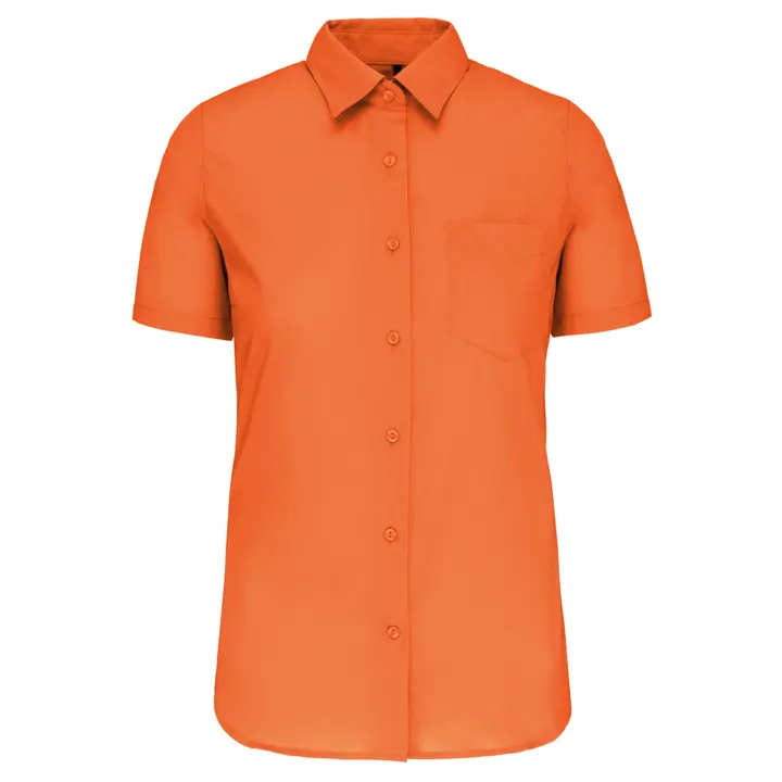 Popeline-Kurzarmhemd Baumwollpolyester pflegeleicht für Damen Orange