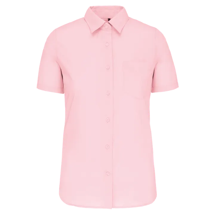 Popeline-Kurzarmhemd Baumwollpolyester pflegeleicht für Damen Pale Pink