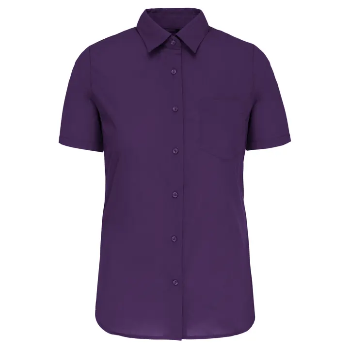 Popeline-Kurzarmhemd Baumwollpolyester pflegeleicht für Damen Purple