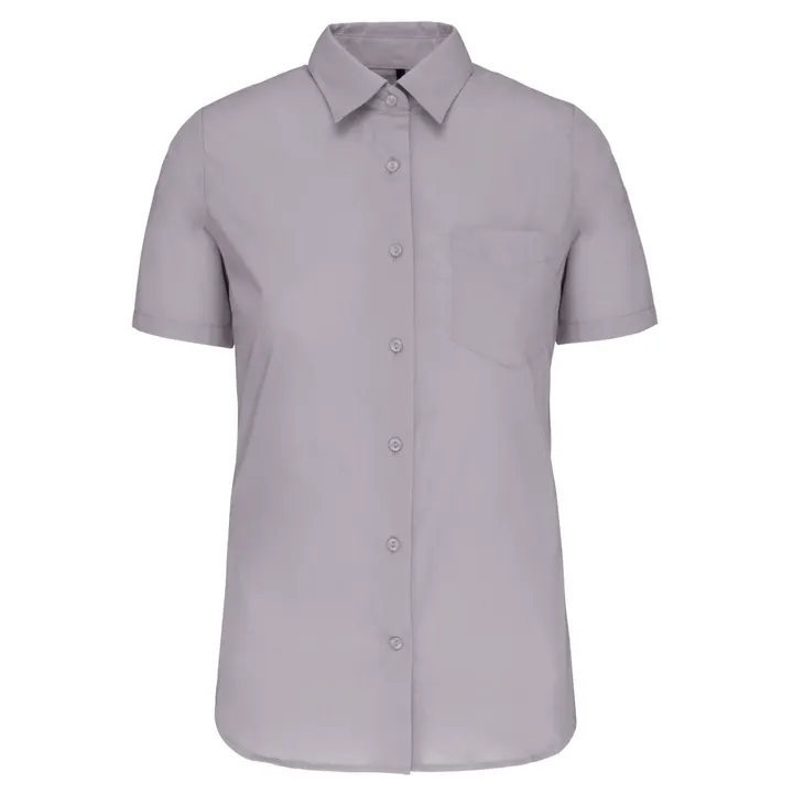 Popeline-Kurzarmhemd Baumwollpolyester pflegeleicht für Damen Silver