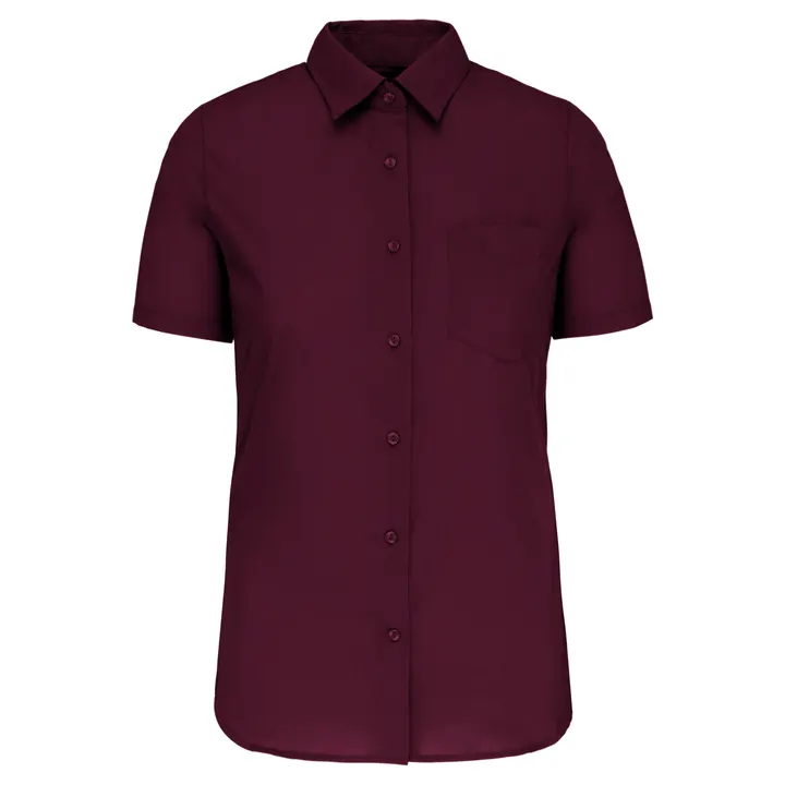 Popeline-Kurzarmhemd Baumwollpolyester pflegeleicht für Damen Wine