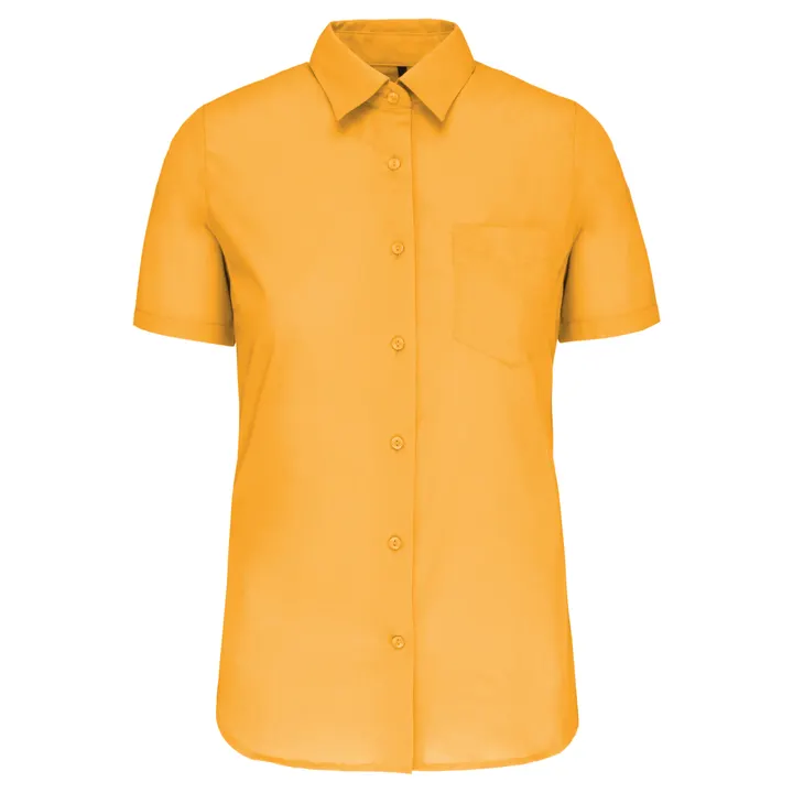 Popeline-Kurzarmhemd Baumwollpolyester pflegeleicht für Damen Yellow