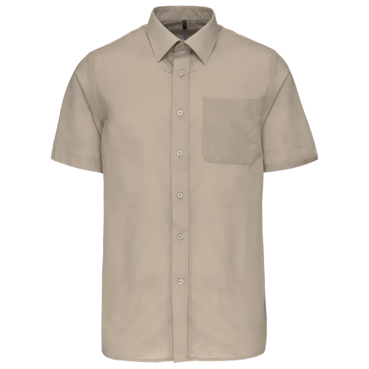 Popeline Kurzarmhemd Baumwollpolyester pflegeleicht für Herren Beige