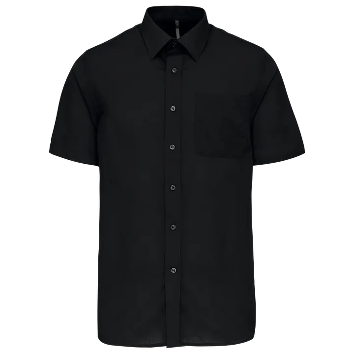 Popeline Kurzarmhemd Baumwollpolyester pflegeleicht für Herren Black