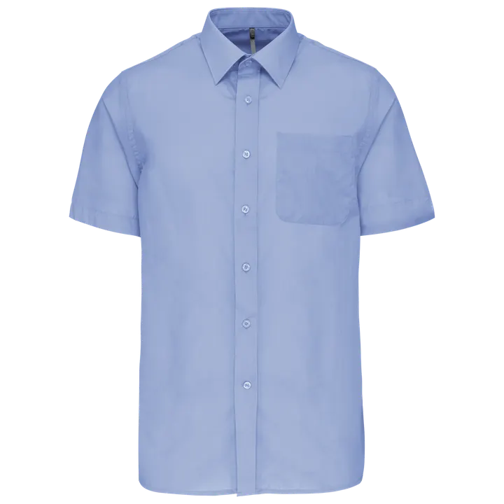Popeline Kurzarmhemd Baumwollpolyester pflegeleicht für Herren Bright Sky