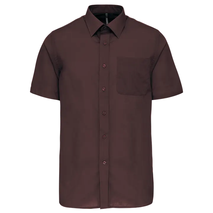 Popeline Kurzarmhemd Baumwollpolyester pflegeleicht für Herren Brown