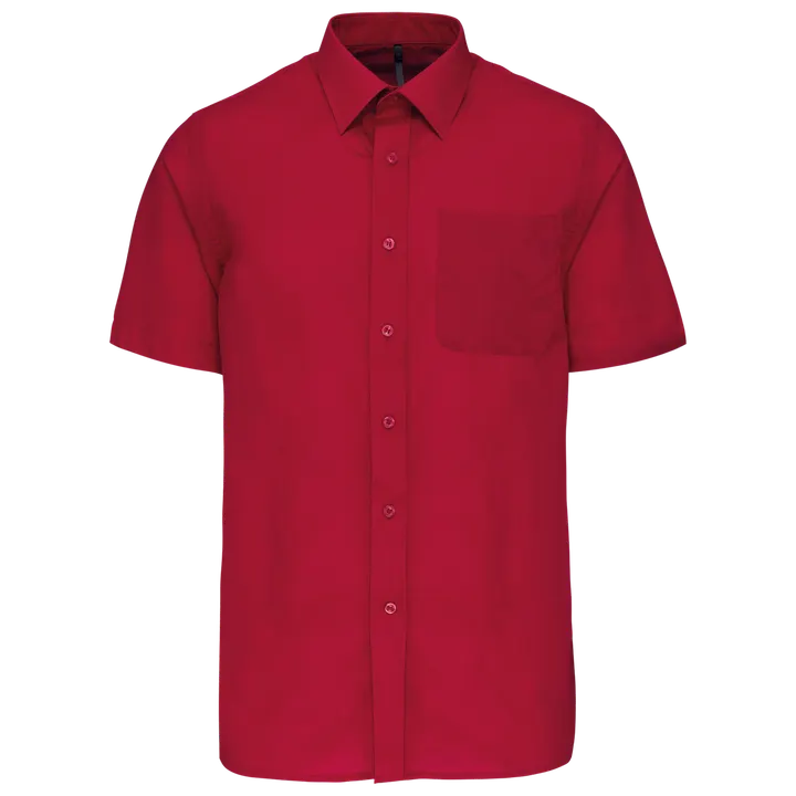 Popeline Kurzarmhemd Baumwollpolyester pflegeleicht für Herren Classic Red