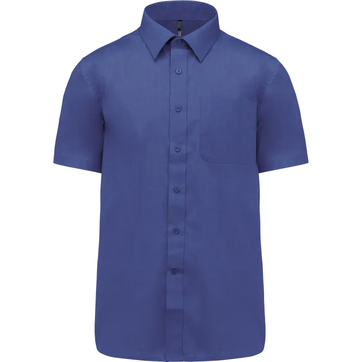 Popeline Kurzarmhemd Baumwollpolyester pflegeleicht für Herren Cobalt Blue
