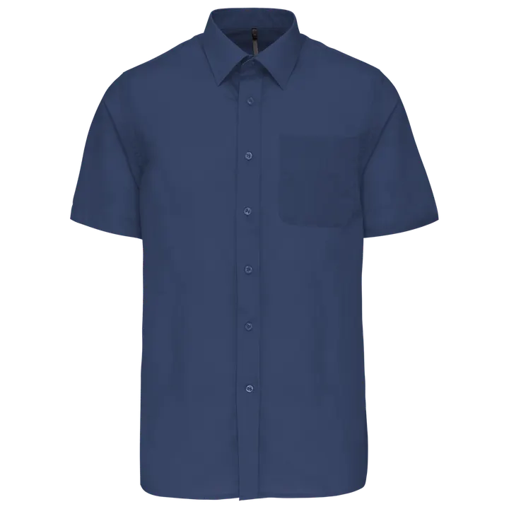 Popeline Kurzarmhemd Baumwollpolyester pflegeleicht für Herren Deep Blue