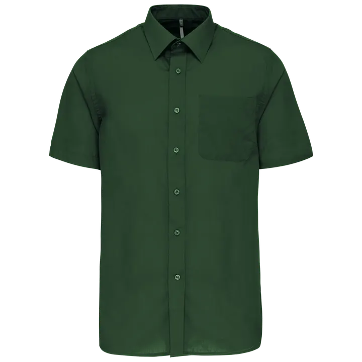 Popeline Kurzarmhemd Baumwollpolyester pflegeleicht für Herren Forest Green