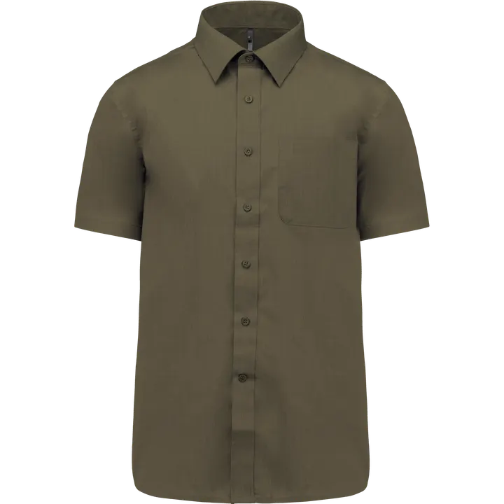 Popeline Kurzarmhemd Baumwollpolyester pflegeleicht für Herren Light khaki