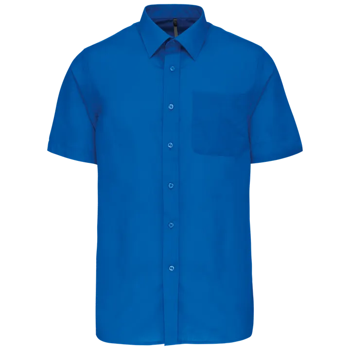 Popeline Kurzarmhemd Baumwollpolyester pflegeleicht für Herren Light Royal Blue