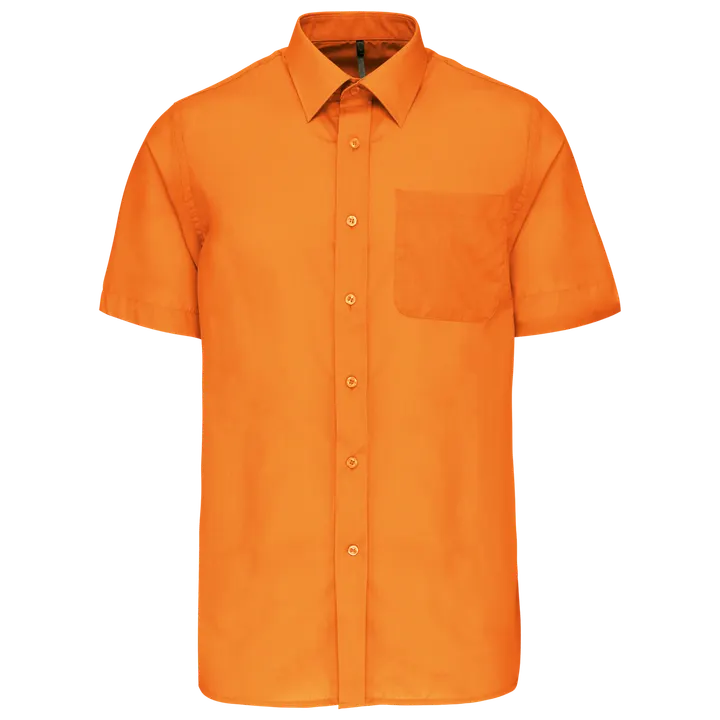 Popeline Kurzarmhemd Baumwollpolyester pflegeleicht für Herren Orange