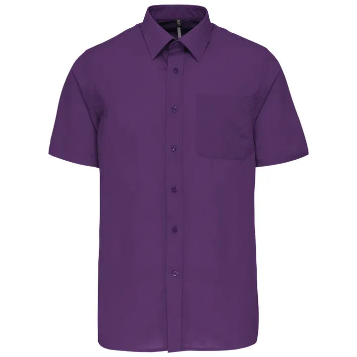 Popeline Kurzarmhemd Baumwollpolyester pflegeleicht für Herren Purple