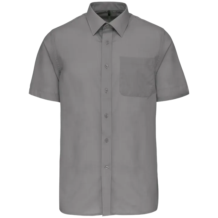 Popeline Kurzarmhemd Baumwollpolyester pflegeleicht für Herren Silver