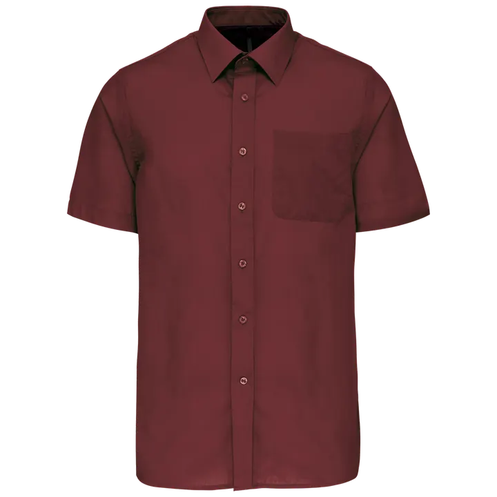Popeline Kurzarmhemd Baumwollpolyester pflegeleicht für Herren Wine