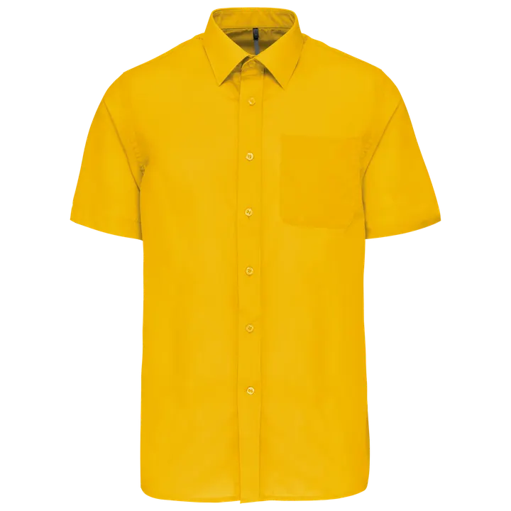Popeline Kurzarmhemd Baumwollpolyester pflegeleicht für Herren Yellow
