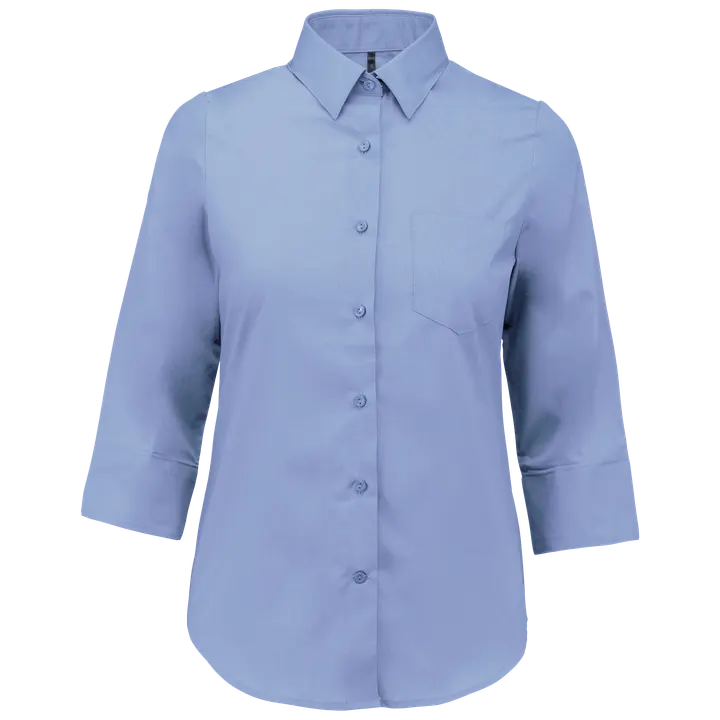 Chemise popeline polycoton manches 3/4 entretien facile femme Bright Sky