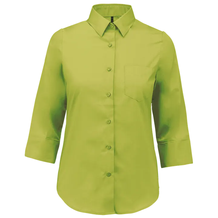 Chemise popeline polycoton manches 3/4 entretien facile femme Burnt Lime