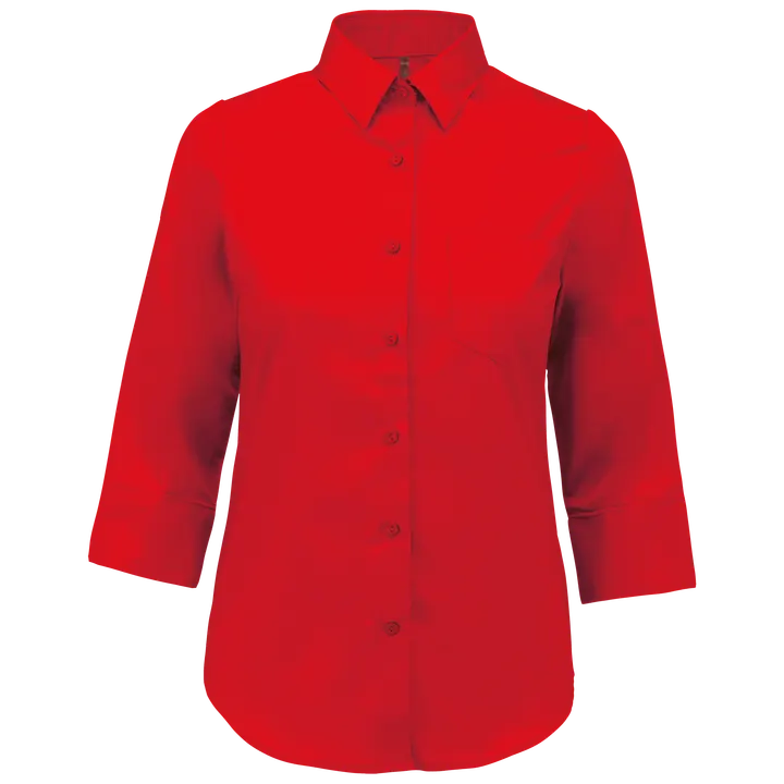 Chemise popeline polycoton manches 3/4 entretien facile femme Classic Red