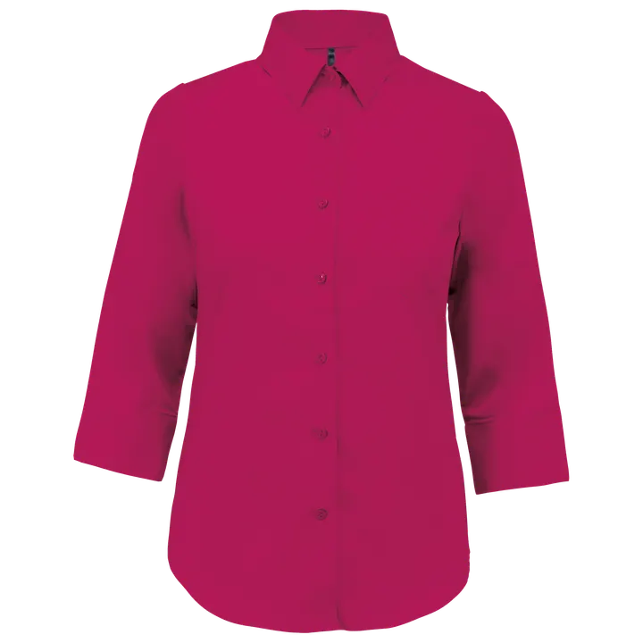 Chemise popeline polycoton manches 3/4 entretien facile femme Fuchsia