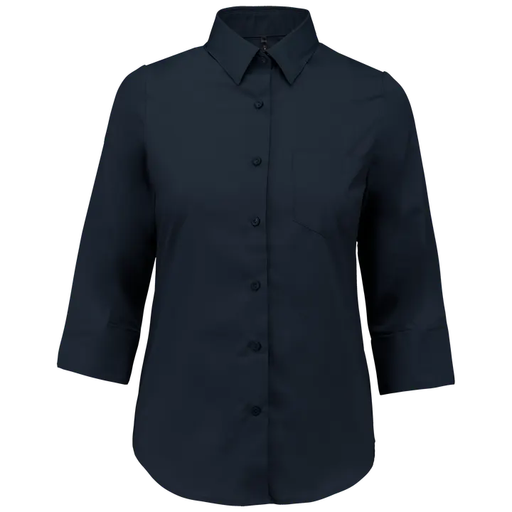Chemise popeline polycoton manches 3/4 entretien facile femme Navy