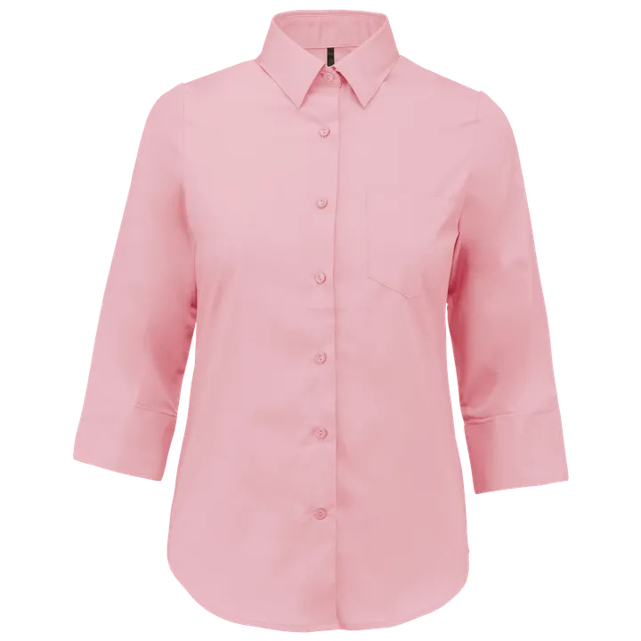 Chemise popeline polycoton manches 3/4 entretien facile femme Pale Pink