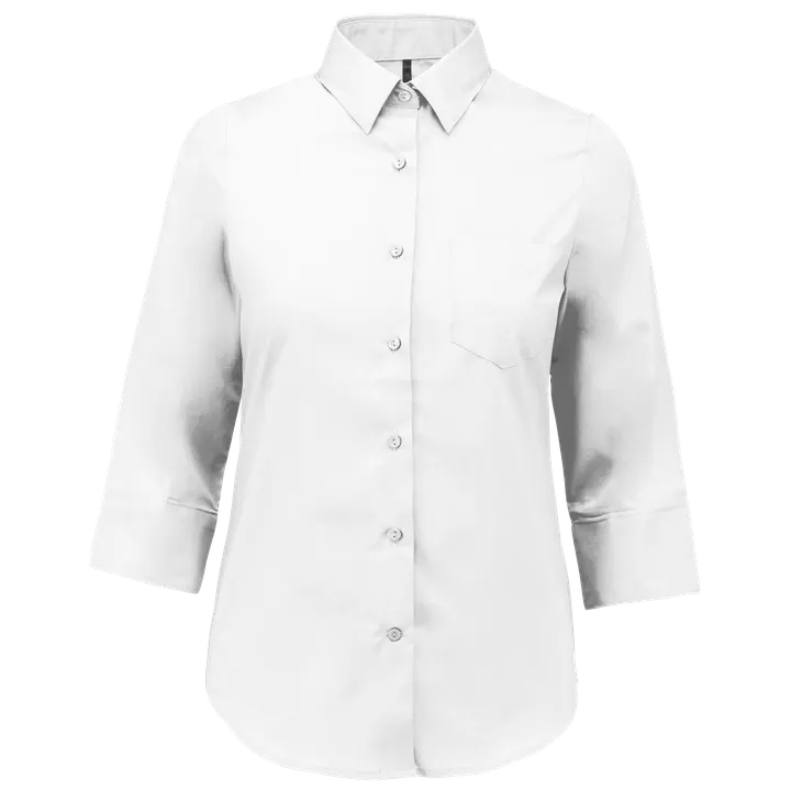 Chemise popeline polycoton manches 3/4 entretien facile femme White