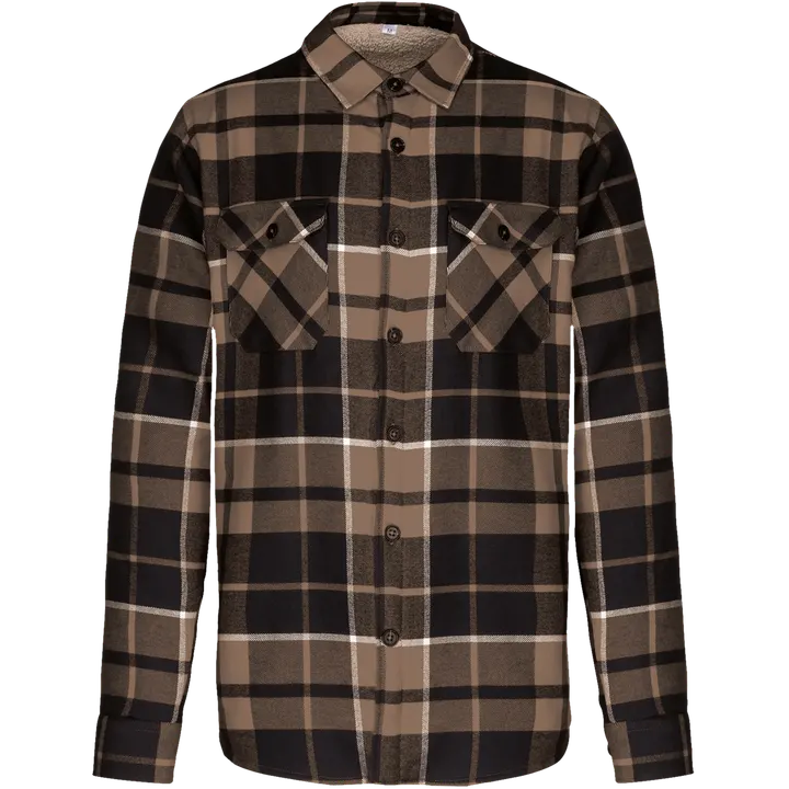 Surchemise à carreaux doublée sherpa homme Camel / Black Checked