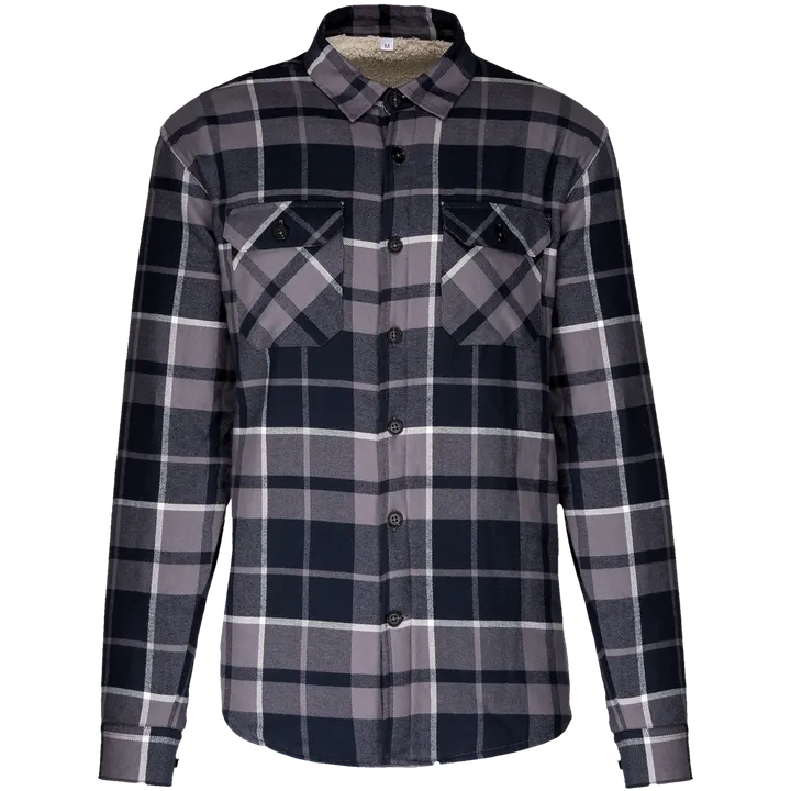 Surchemise à carreaux doublée sherpa homme Storm Grey / Navy checked