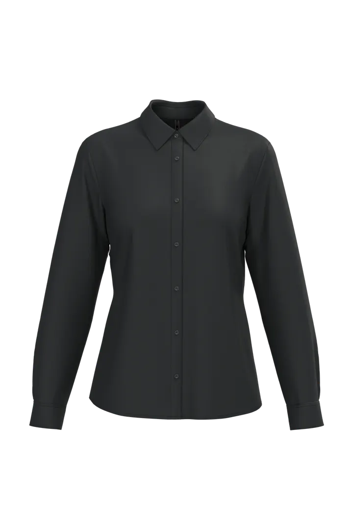 Chemise popeline polycoton sans poche entretien facile femme Black