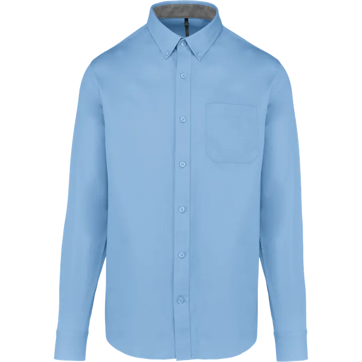Langarm-Baumwollhemd Nevada für Herren Sky Blue