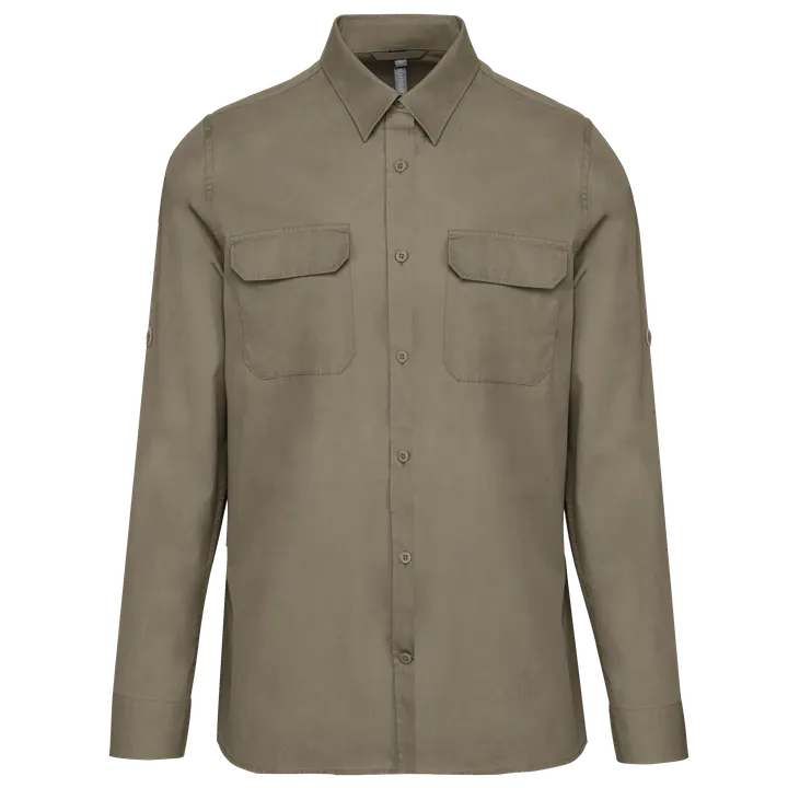 Langarm-Safarihemd Light khaki