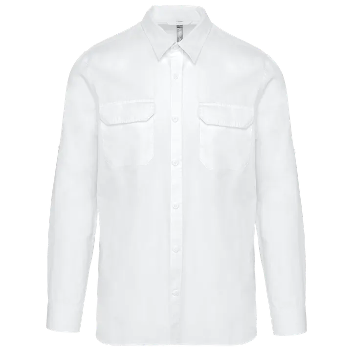 Langarm-Safarihemd White