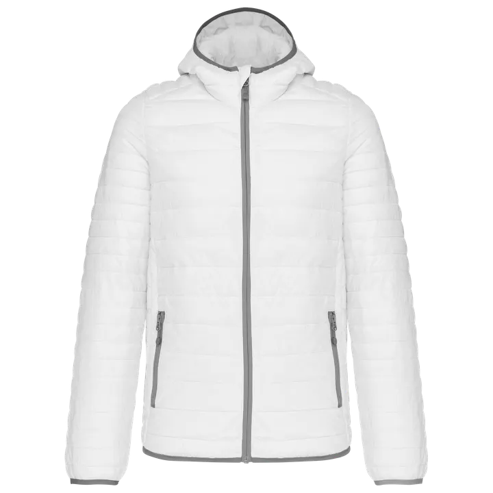 Leichte Herren-Steppjacke mit Kapuze White