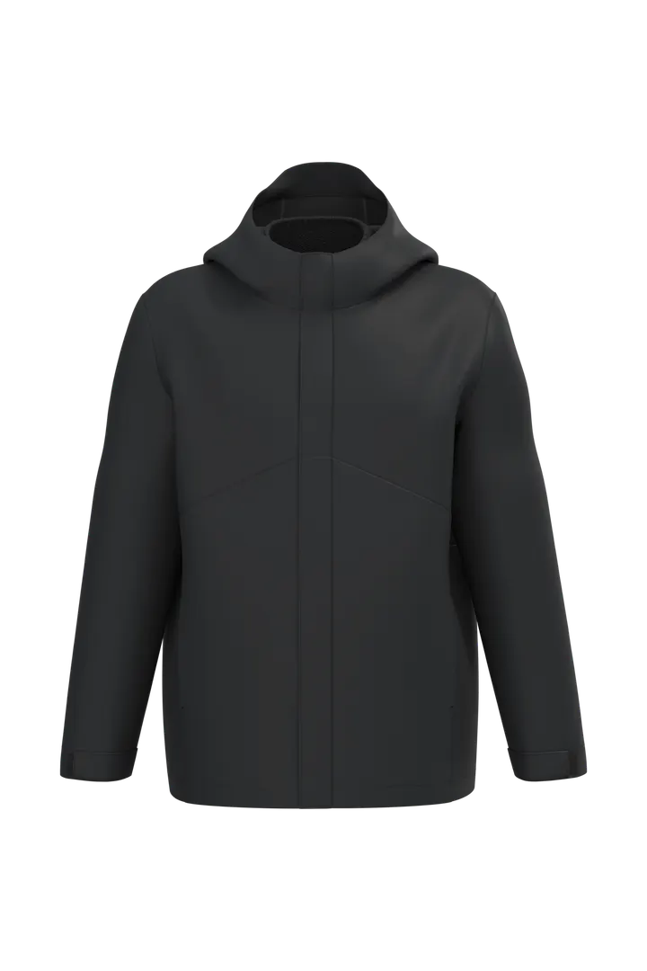 Wasserdichter 3-in-1-Unisex-Parka mit zweifarbiger Kapuze Black